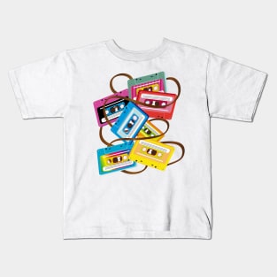 colorful 80s music cassettes with band salad Kids T-Shirt